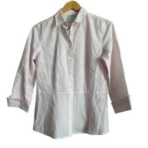 Brooks Brothers Pink & White Pinstripe Peplum Shirt | Size 6 | Preppy Chic